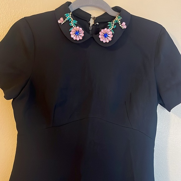NWT Zara Bejeweled Detachable Collar Black Fitted Dress Large - Picture 4 of 9